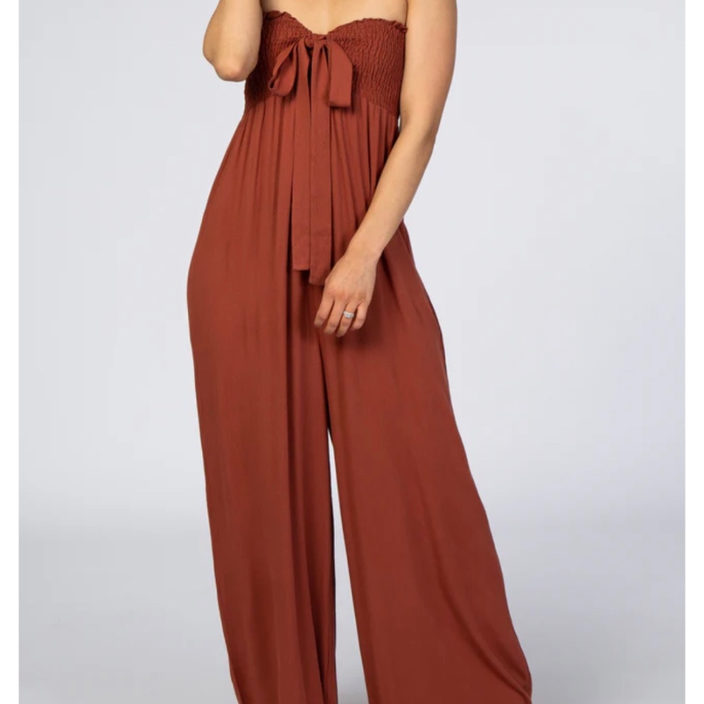 Pink Blush Rust Sleeveless Wide Leg Jumpsuit